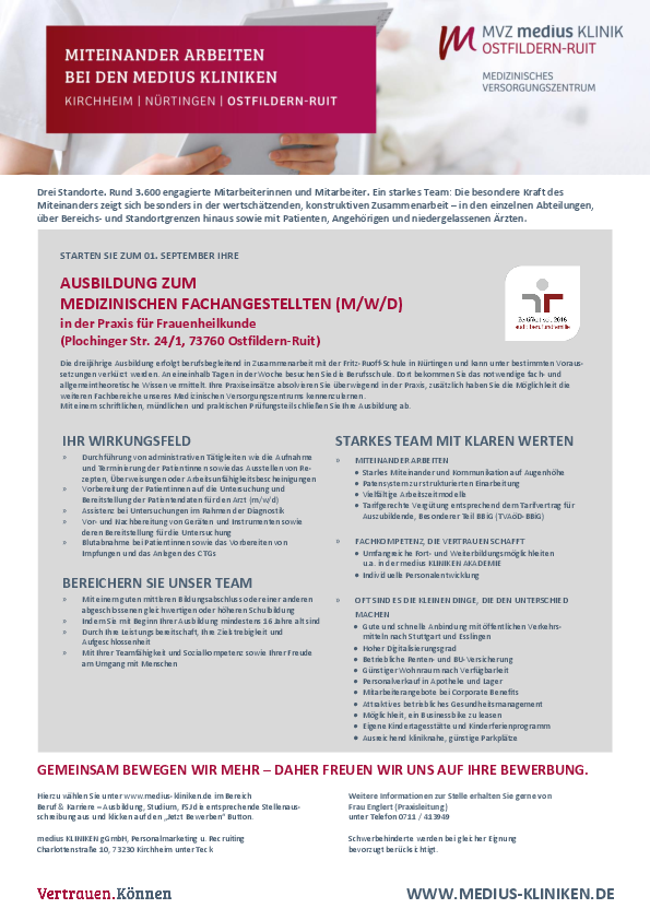 Stellenangebot Ausbildung MfA 